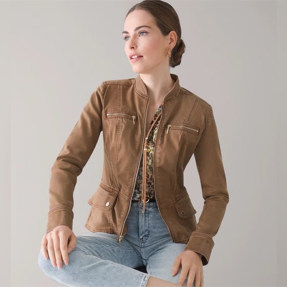White House Black Market Brown Bomber Jacket